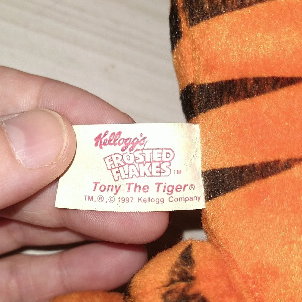 Vintage 1990s Tony the Tiger Plush Toy with Cereal Celebrities Keychain Set